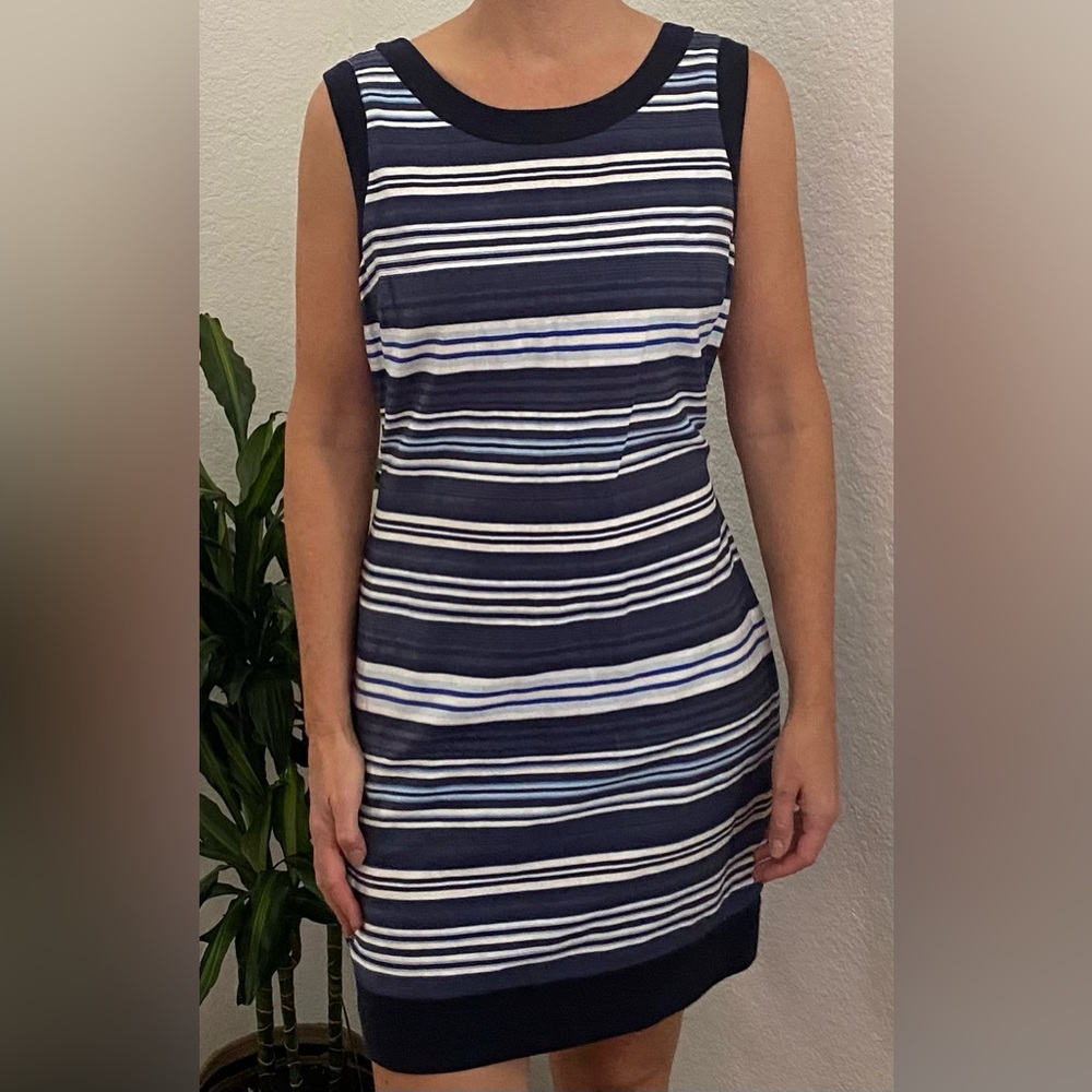 Julio white and navy striped sleeveless dress